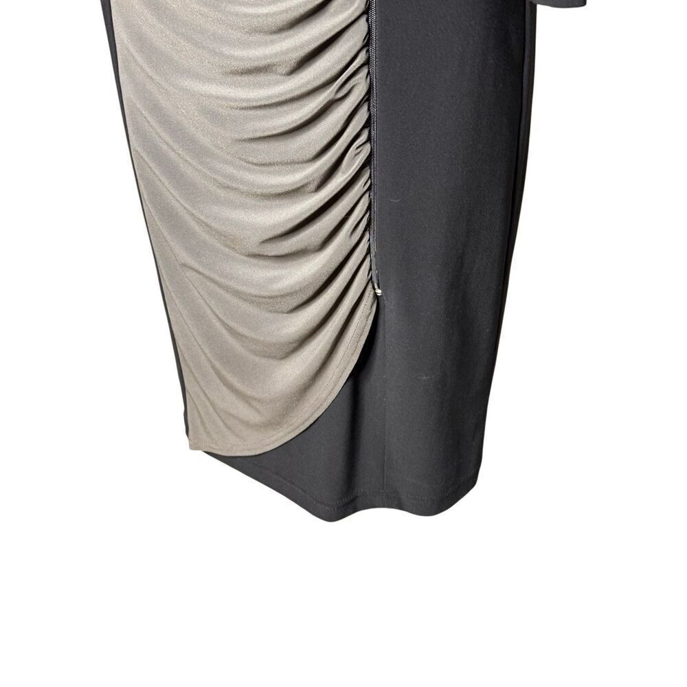 Joseph Ribkoff black and gray 3/4 sleeve draped ruching dress size 8 - Picture 3 of 10